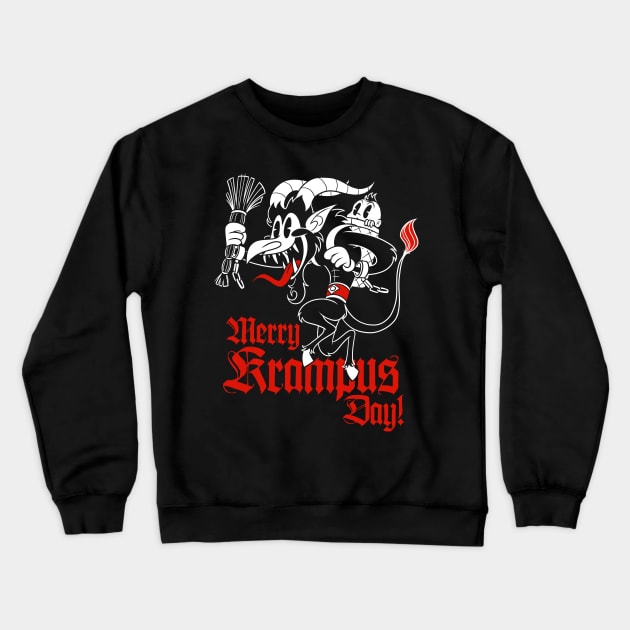 Happy Krampusnacht Krampus Old 30s Cartoon style Crewneck Sweatshirt by Juandamurai